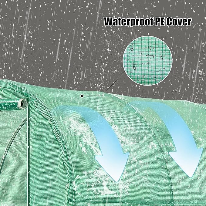 10x10x7 ft Greenhouse, Outdoor Walk-in GreenHouses with Screen Windows and Dual Zippered Door, Portable Waterproof Green Houses Tent for Outside Heavy Duty with Reinforced Frame #2