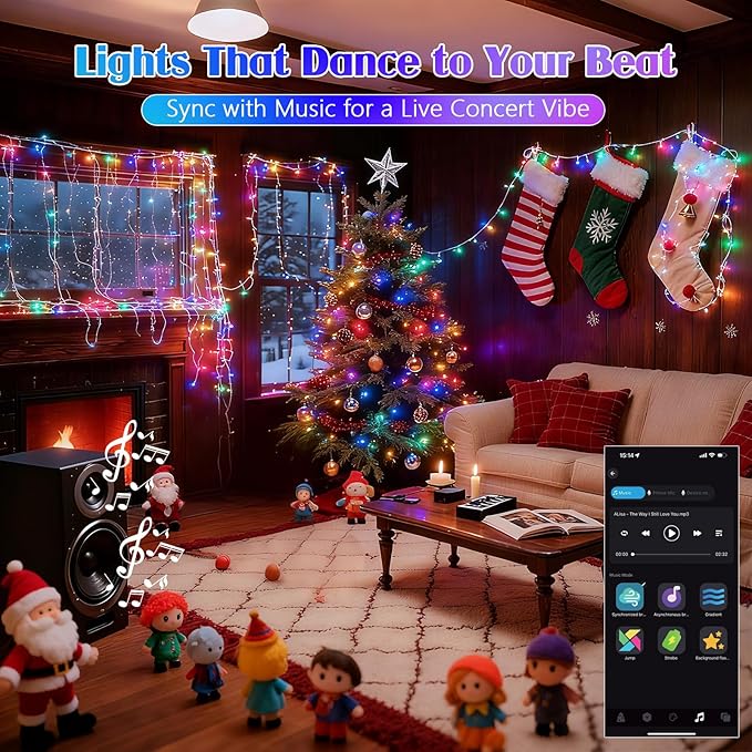 2025 New 188FT 600LED Smart Color Changing Christmas String Lights Outdoor App Control RGB LED String Lights with Remote & Timer, Waterproof Twinkle Christmas Tree Lights Indoor For Holiday Xmas Decor