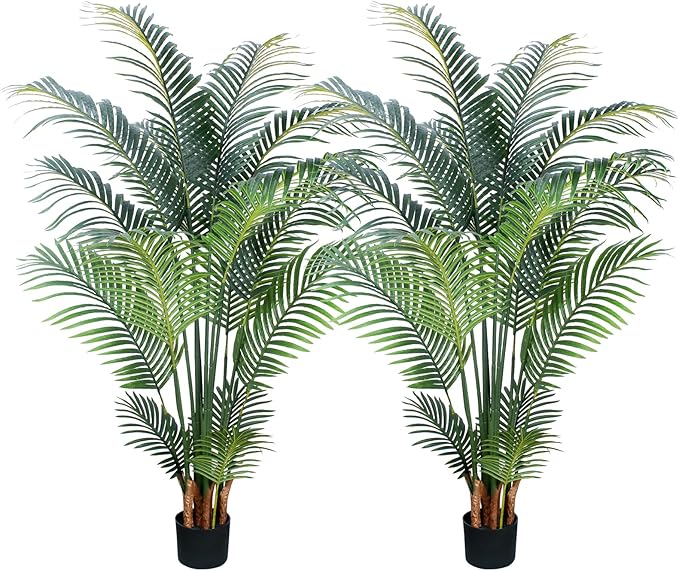 Yepdin Artificial Tropical Palm Plant - 5 Ft Tall Faux Palm Tree with Plastic Pot for Office and Home Decor, Indoors and Outdoors, Housewarming Gift, K1502PCS