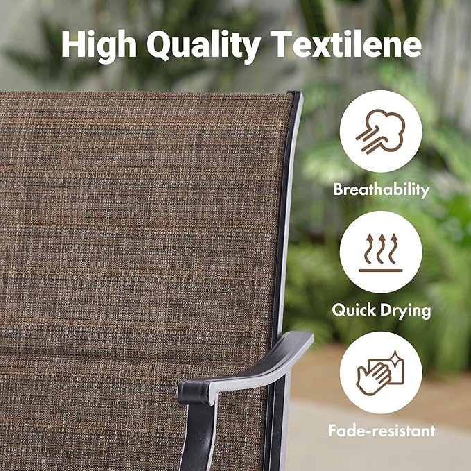 Soohow Patio Dining Chairs Set of 4, Swivel Outdoor Patio Chair with Paded Textilene Fabric, All Weather Outdoor Seats Ergonomic Comfort, Perfect Seats for Backyard, Balcony, and Garden