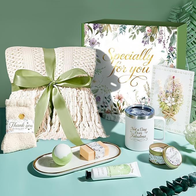 Valentines Day Gifts for Her Mom Wife, Birthday Gifts for Women Spa Care Package, Get Well Soon Gift Baskets Thinking of You Sympathy Gift Box for Friend, Sister, Wife (Ivory)