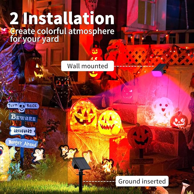 WENATY Solar Spot Lights Outdoor Color Changing, [7 Mode/12 Pack] Christmas Landscape Spotlights, Solar Light Outdoor Waterproof, Led Powered Flood Light for Outside Pathway Yard Garden Tree Halloween