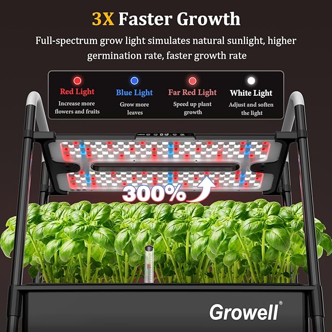 Hydroponics Growing System Kit, 54 Pods Vertical Indoor Herb Garden with Smart LED Grow Light, Auto Circulating Water Pump Each Tier, 28L Hydroponic Gardening Systems for Ideal Gifts (Black)
