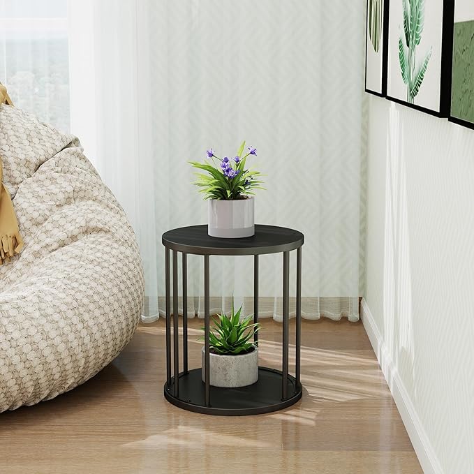 Leinade Plant Stand Indoor,small plant stool,Flower Pot Corner stand holder,Mid Century Heavy Duty Metal Tall Home Decor,Modern Round End Table,Small Rustic Display Stand for Living Room,Bedroom(Black,14In)