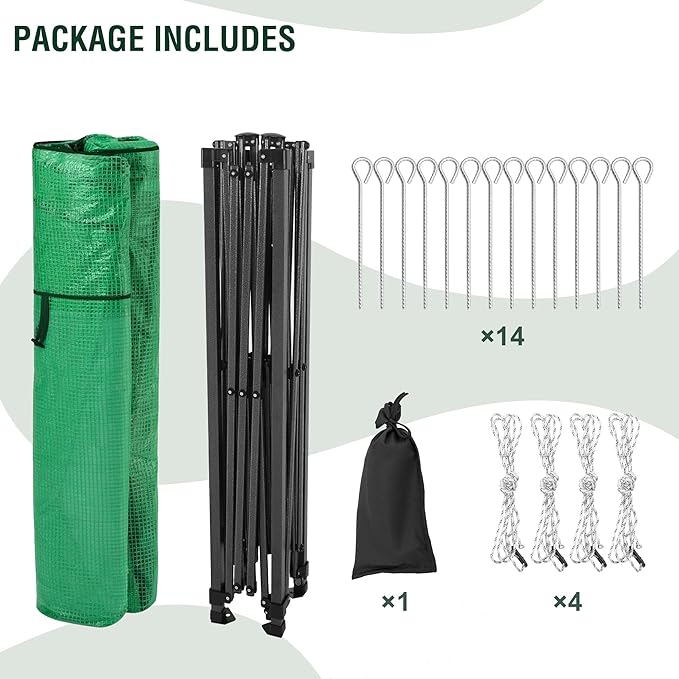 8.5 x 7 x 7 FT Walk-in Greenhouse, Portable Pop-up Greenhouse for Indoor Outdoor, Plant Garden Green House with Zippered Doors, Screen Windows, Heavy Duty Frame and Durable PE Cover