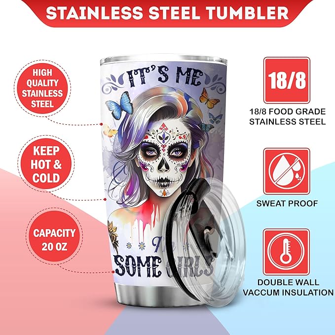 KOIXA Skull Coffee Tumbler Birthday Gifts For Women Adults Teen Girls Friends Flower Travel Mug With Lid Floral Insulated Cup Oz Cold Steel Tumblers Inspirational Quotes Jewelry Style