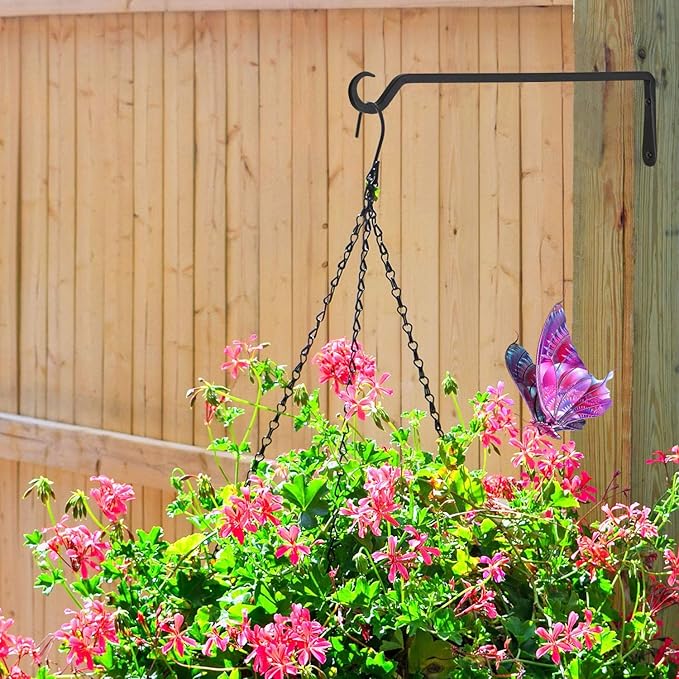 YELOKIE 16inch 2 Pack Plant Hanger, Sturdy Hanging Plant Hangers Outdoor, Bird Feeder Hanger for Bird, Plant Hangers for Planters, Lanterns, Wind Chimes Indoor Outdoor, Upgrade Black