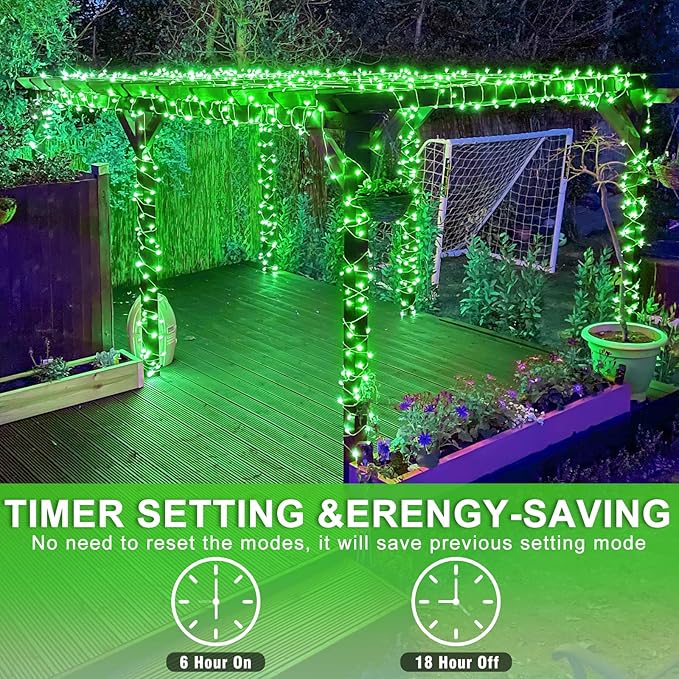 800 LED Green String Lights Indoor, 262ft St Patricks Day Lights Clear Wire 8 Modes Plug in Waterproof Christmas Twinkle Fairy Light for Indoor Room Tree Party Decorations