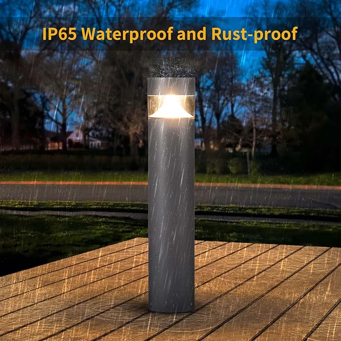 Linkmoon Outdoor Pathway Light, 32 in IP65 Waterproof Driveway Lights, 3000K led Landscape Lighting Outside，620LM Path Lights, 120V Hard Large Bollard Lamp for Garden Yard Patio Lawn Walkway Decor
