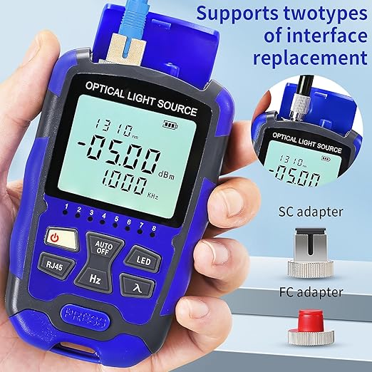 2-Piece Rechargeable Fiber Optic Light Source Single Mode Dual Wavelength 1310 1550nm Stable Light Source,Single Mode/Multi Mode Fiber Optic identifier