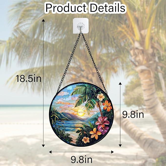 DASTOLL Stained Glass Window Hanging, Colorful Landscape Suncatcher for Doors Home Sun Catchers Decoration and Christmas, Mother's Day Birthday Gifts for Women, Men, and Mom 9.8 in