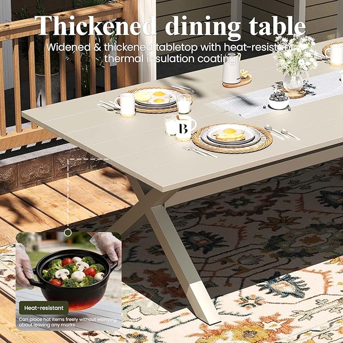 LayinSun Outdoor Dining Set for 8, 10 Pieces Patio Furniture Sets with Aluminum Dining Table and Rope Weave Chairs