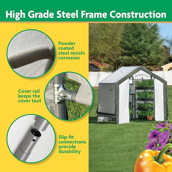 Miracle-GRO 6' x 6' x 6' Outdoor Mini Walk-in Greenhouse Plant Tent, All-Season Small Walk-in Plant Growth Accelerator with UV-Treated Fabric Cover and Zippered Panels, Clear