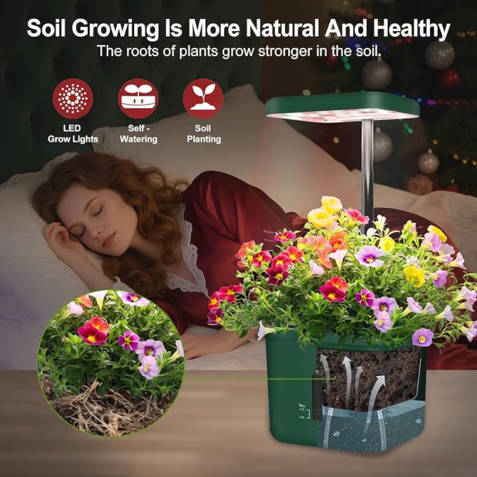 DRYADES Christmas 2-Pack Indoor Planting System Smart Soil Growing Kit with 17-W LED Grow Light Automatic Timed Watering Planters Gift for Friends/Women (No Seeds&Soil)