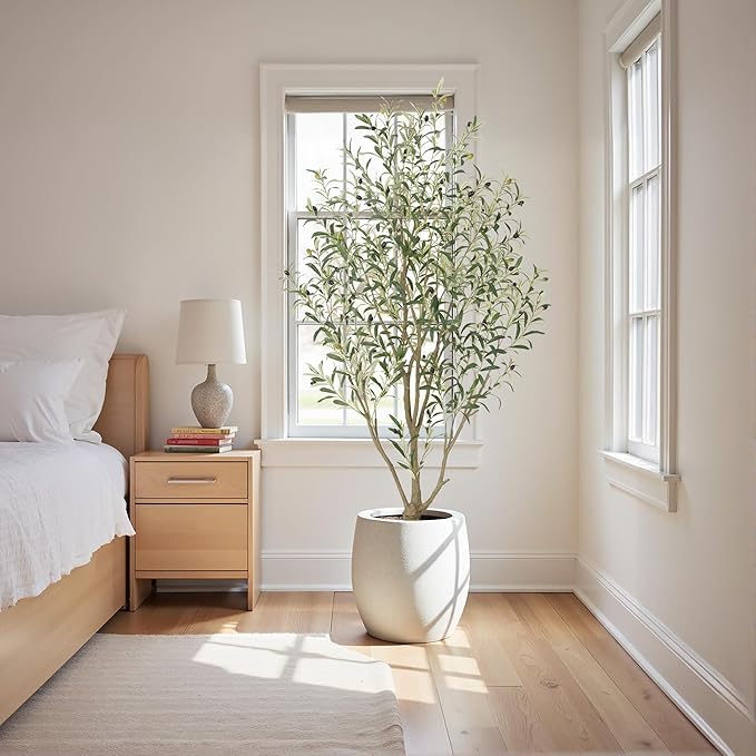 Nafresh Super Full Faux Olive Tree, 6FT Artificial Olive Tree Indoor, Fake Silk Trees with Realistic Leaves and Lifelike Fruits for Indoor Outdoor Living Room Corner Office Bedroom Home Decor