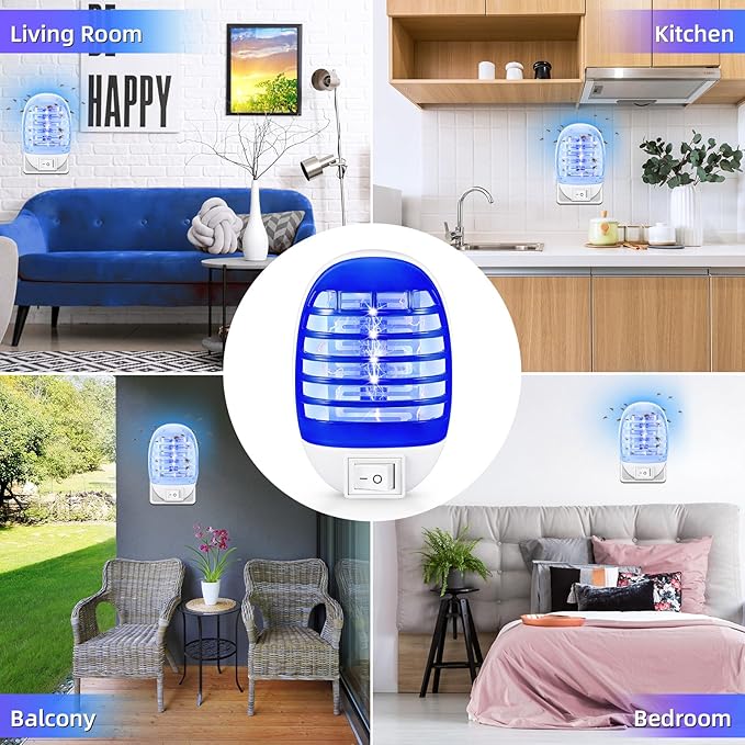Indoor Bug Zapper Plug in Electronic Mosquito Zapper Fly Zapper Lamp for Bug Gnat Insect Trap for Home, Bedroom, Living Room, Office Indoor Use (Blue)