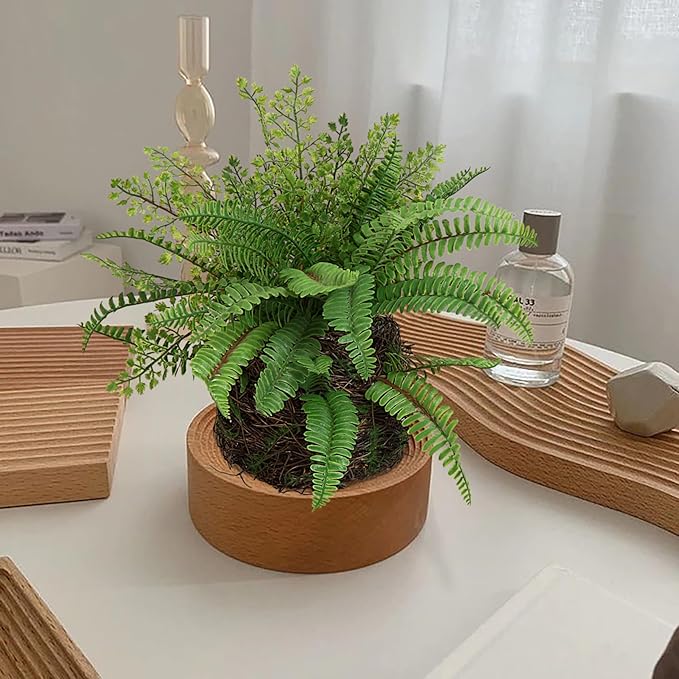 Blanca Rosana Artificial Boston Fern Plants Bushes Faux Plants Shrubs Greenery for House, Office, Garden, Inddor and Outdoor Decor (Standard)