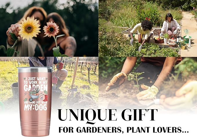 Onebttl Gardening Gifts for Women, Tumbler for Plant Lovers, Gardeners - 20oz Double Wall Vacuum Insulated Stainless Steel Cups - Gift for Birthday, Christmas - Dog