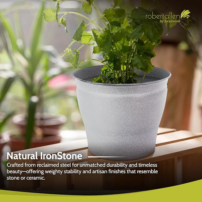Headwind Natural Ironstone Timberline Collection - 10" Pearl White Decorative Planter for Outdoor Pots for Plants – Modern Indoor Plant Pots, Large & Small Planters for Indoor Plants by Robert Allen