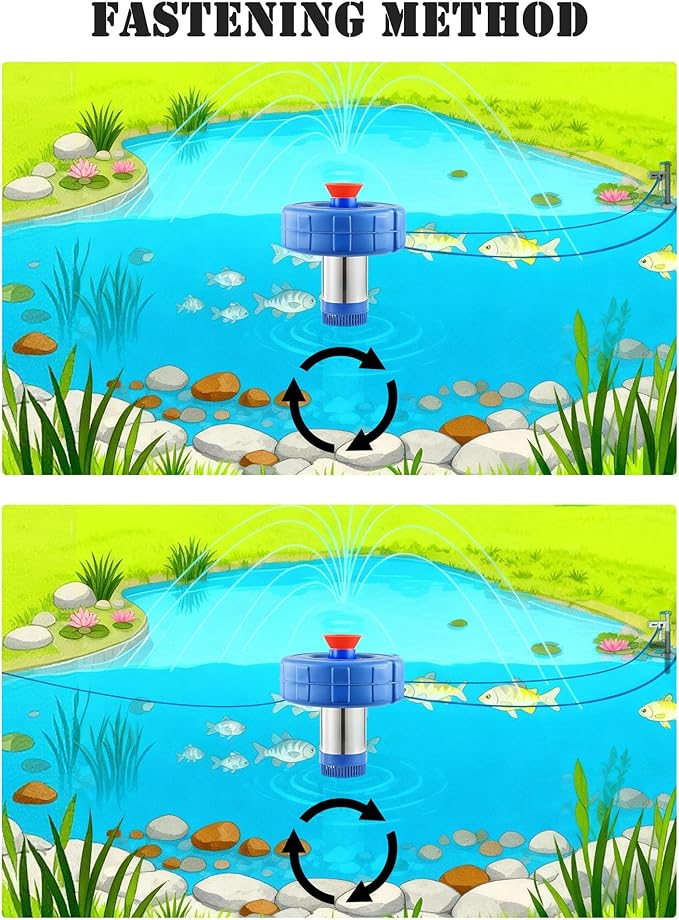 Stainless Steel Pond Fountain Aerator, 15000 GPH Fountain Pump, 750W (1HP) Pond Pump with 100 ft Power Cord and Two 30 ft Tie-Down Ropes, Pond Aerator for Outdoor Ponds and Lakes