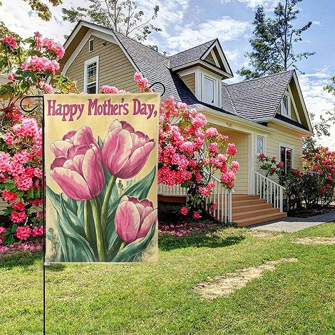 Mothers Day Garden Flag 12x18 Inch Double Sided All-Weather Polyester Outdoor Flag For Patio Lawn Yard And Garden Welcome Decor