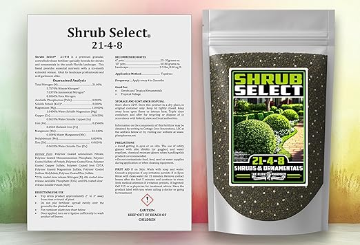 Fertilizer Commercial Grade | Shrub Select 21-4-8 | 5 Ounces | Custom Two-Stage Professional Mix Blend | Long-Term Controlled Release Feed | Shrubs & Tropical Ornamentals | 5-6 Month | Micronutrients
