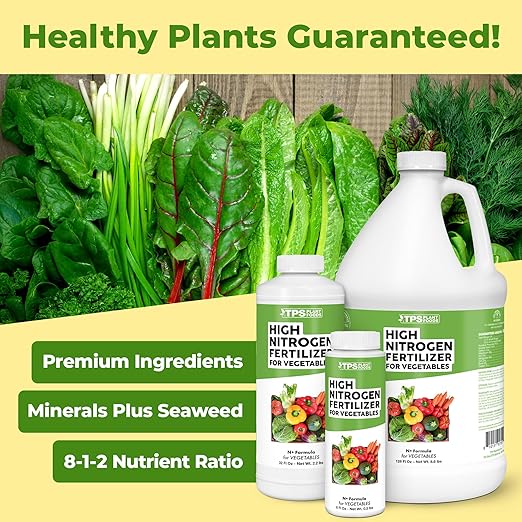 High Nitrogen Fertilizer for Vegetables, Supports Healthy Growth and High Yields, TPS Plant Foods, 1 Gallon (128oz)
