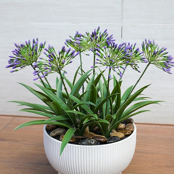 HIFORESTAR Artificial Flowers Plants for Outdoor Planters 8 Bundles Purple Flower Large Spring Summer 18.9 in Look Real Plasic Plant for Front Porch
