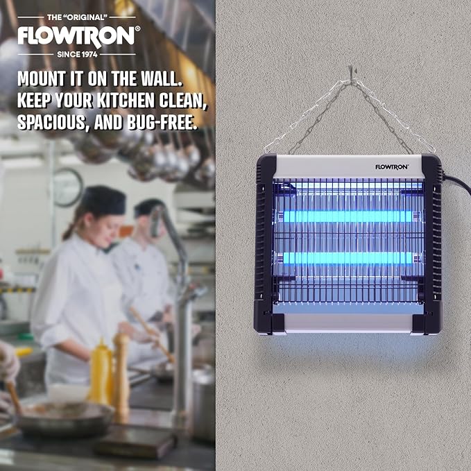 Flowtron Indoor Bug Zapper: 3000V Electric Insect Killer & Mosquito Trap - 300 Sq Ft Coverage - 12W Dual UV Light Fly Zapper for Kitchen, Bedroom, RV & Restaurant - Safe Gnat & Moth Killer