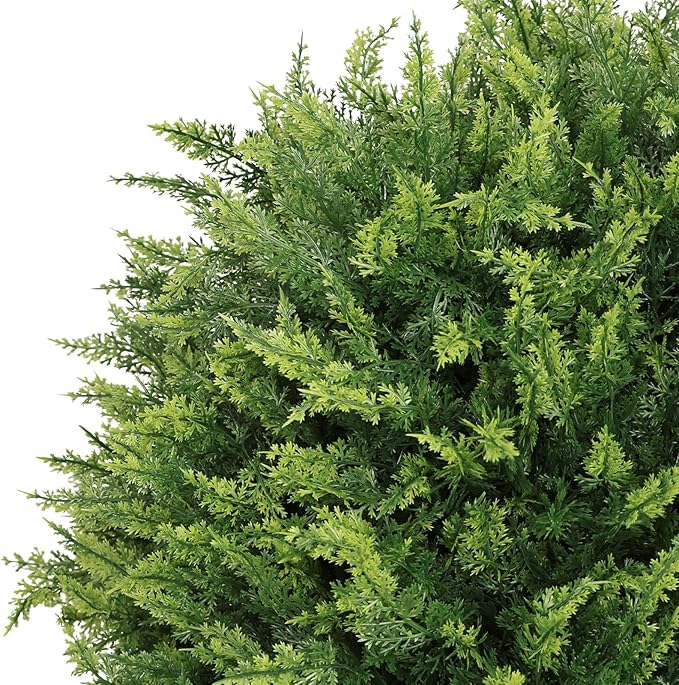 24" Artificial Cedar Topiary Trees Set of 2 – UV Resistant Faux Cypress Pine Plants for Outdoor Planters, Realistic Fake Bushes and Shrubs for Front Porch, Patio Christmas Decor – 2ft Tall