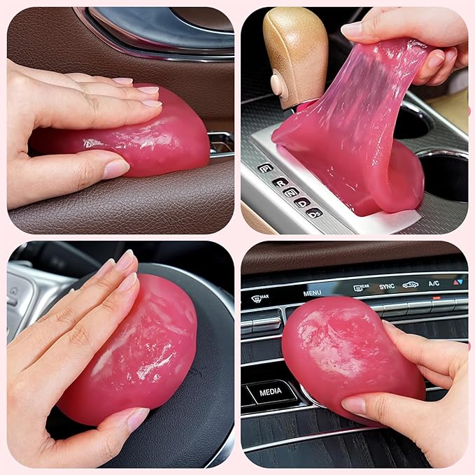 Car Cleaning Gel Car Cleaning Putty Car Putty Car Interior Cleaner Car Slime Car Detailing Kit Car Accessories Gifts for Men Women Stocking Stuffers Pink