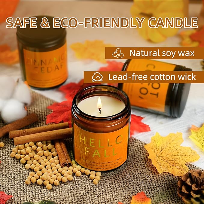 Fall Scented Candles Hot Cocoa 7oz – Rich Chocolate & Creamy Marshmallow Soy Wax Candle for Cozy Autumn Home Décor, Perfect Fall Gift for Chocolate Lovers, 50 Hour Long Burn