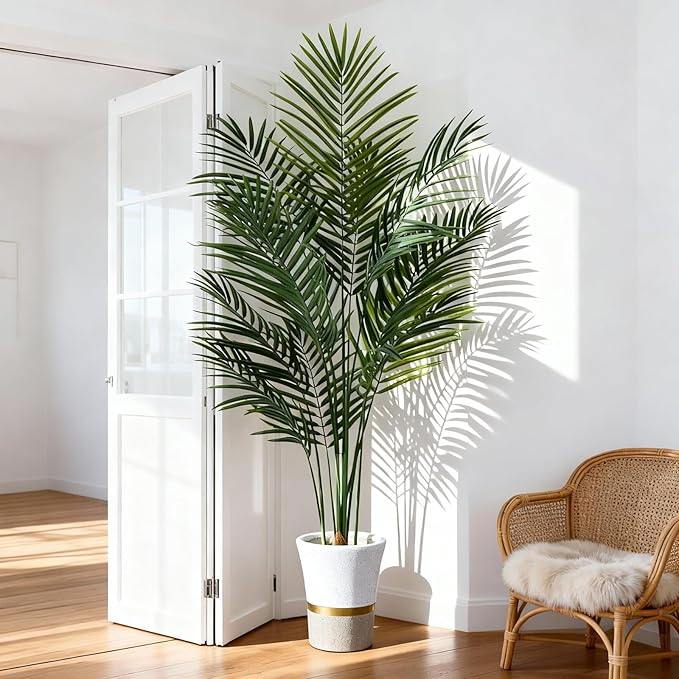 Artificial Palm Tree Indoor 5ft, Large Fake Tropical Areca Palm Tree with 13 Trunks, Faux Dypsis Lutescens Floor Plant in Pot for Indoor Outdoor Home Office Decor & Housewarming Gift