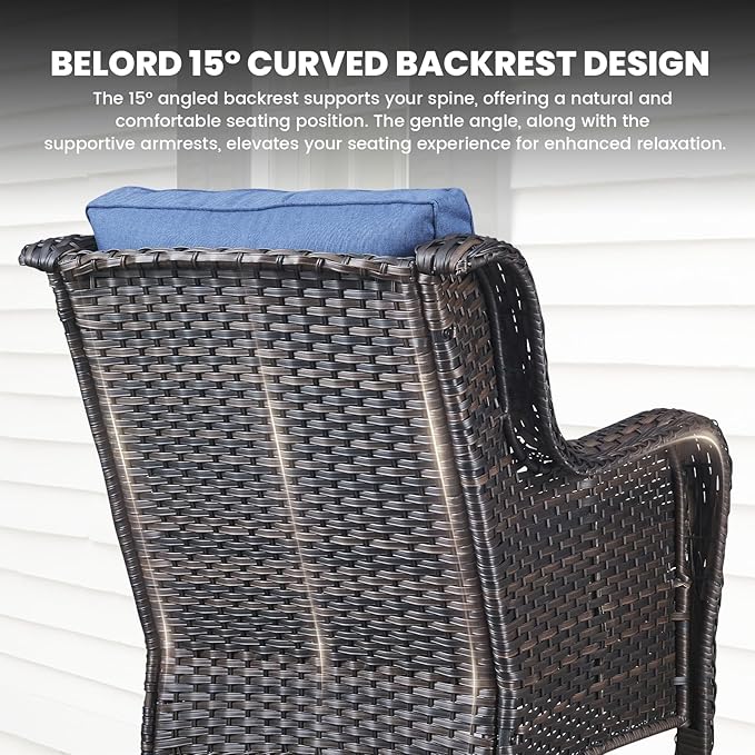 Belord Patio Wicker Furniture 4 Pieces Outdoor Furniture Set Patio Sofa Set with Wicker Chairs and Coffee Table, Paito Conversation Set for Porch Garden Deck Balcony Poolside