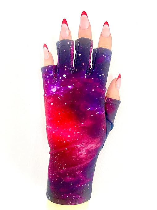 ManiGlovz UV Light Protective Nail Gloves | Gel Manicure and Anti UV Fingerless Gloves | Spaced Out Print