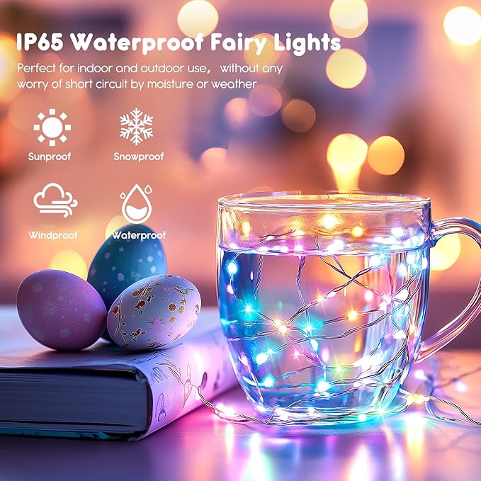Minetom 6 Pack Pastel Fairy Lights - 7ft 20 LED Waterproof Battery Operated String Lights for Easter Day Decor DIY Crafts Wedding Table Centerpieces, Pastel