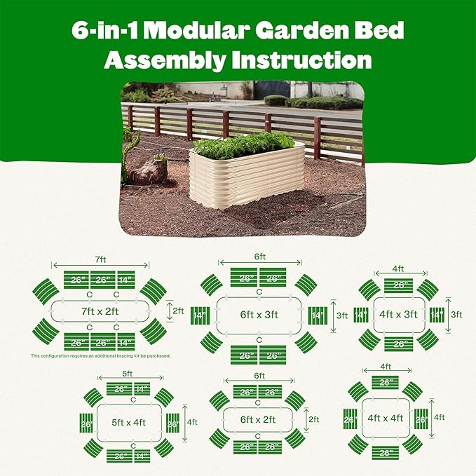 Epic Gardening 6-in-1 Modular Galvanized Raised Garden Bed Kit, 15" Food-Safe Medium Metal Planter Box, Oval Raised Garden Beds Outdoor for Vegetables, Flowers, Herbs, and Fruits - Light Clay