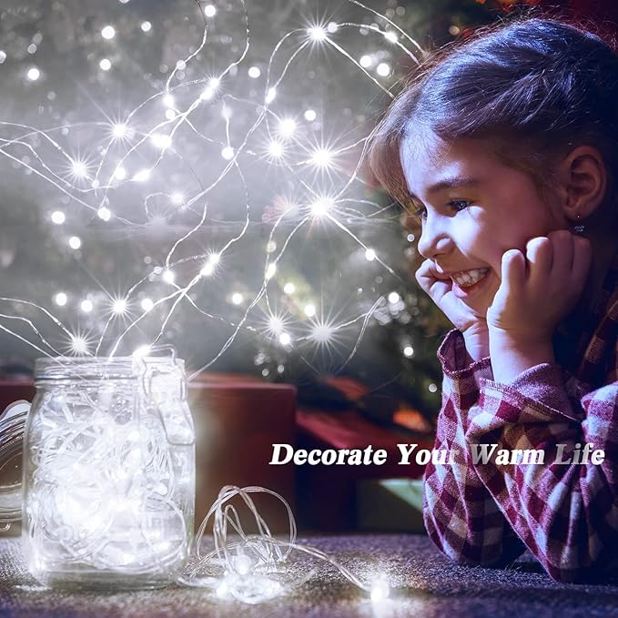 Tuanse 150 Pack LED Fairy Lights Colored Battery Operated String 3 Speed Modes 7 ft 20 LED Starry Wedding Decoration Waterproof Wire Twinkle Light for DIY Jar Bedroom Party Supplies (Cool White)