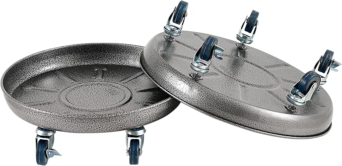 Choclaif Plant Caddy with Wheels,2 Pack Silver Heavy Duty Plant Stand with Universal Wheels,Round Pot Trolley for Indoor Outdoor 16inch