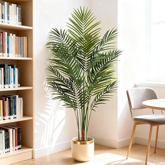 Artificial Palm Tree Indoor 5ft, Large Fake Tropical Areca Palm Tree with 13 Trunks, Faux Dypsis Lutescens Floor Plant in Pot for Indoor Outdoor Home Office Decor & Housewarming Gift