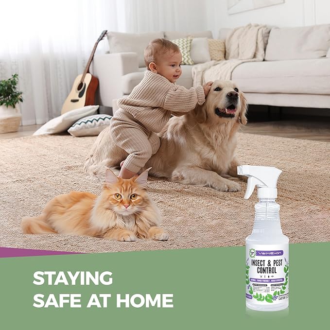 VermExon Peppermint Oil Insect & Pest Control Spray – 16oz Natural Plant-Based Bug Killer for Spiders, Ants, Flies, and Other Insects, Safe for Home & Kitchen Use