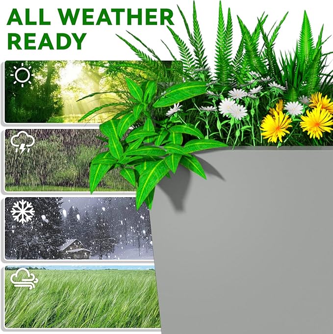 NUWJBYE Tall Metal Planter Box, 15" L x 15" W x 30" H 2-Pack Outdoor Planters with Removable Tray, Heavy Duty Steel Front Porch Planters for Patio, Balcony, Indoor(Gray)