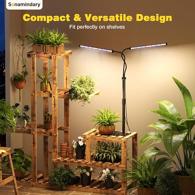 Grow Lights for Indoor Plants, 9V 5700K 120LEDs Full Spectrum Plant Lights for Indoor Growing, Height Adjustable 9.8-35'' with Stable 360° Gooseneck, Auto 4/8/12H Timer, 5 Brightness Levels