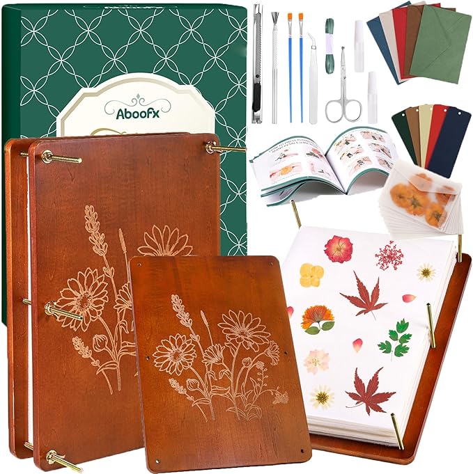 Aboofx Flower Press Kit, Craft Kits 15.7" x 11.8" 6 Layers Wooden Flower Pressing Kit for Crafts Pressed Flowers and Plant for DIY Art, Preservation for Bookmark Frame Wedding Drying Kits