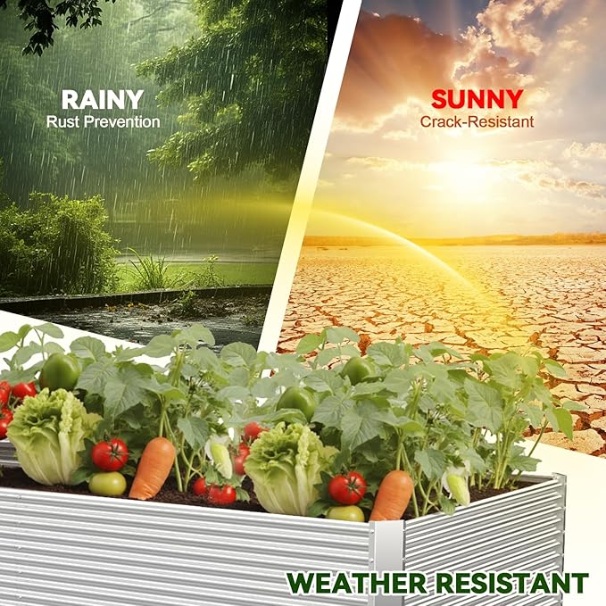 3 Pack Tall Raised Beds for Gardening, Corrugated Galvanized Steel Raised Garden Bed, Outdoor Metal Above Ground Garden Bed for Vegetables and Flowers-4x2FT(Rectangular)