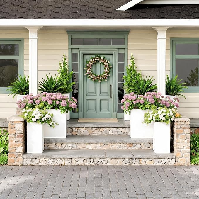 LAHAAP Set of 2 Outdoor Planters 38"W x 10.2"D x 30"H- Tall Rectangular Planters for Outdoor Patio/Porch, All-Weather with Anti-dumping Kit, Durable Galvanized Steel, Modern Design for Plants, Flower