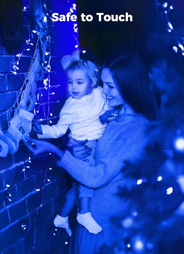 Minetom Christmas String Lights Battery Operated, 2 Pack Total 33FT 100 LED Battery Powered Fairy Lights with Timer,8 Modes, Waterproof Twinkle String Lights for Outside Indoor Bedroom Tree, Blue