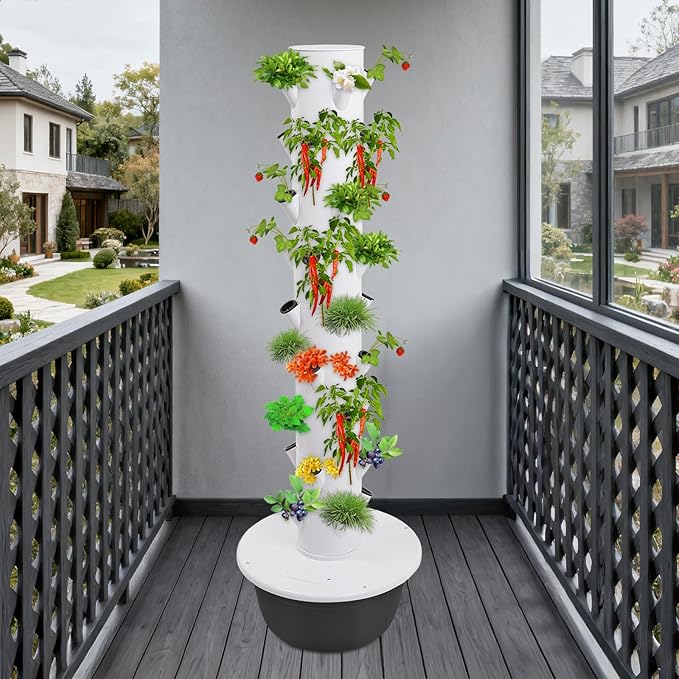 Hydroponic Growing System, 36-Plant Vegetable Planter Tower Outdoor Indoor Garden Vertical Planter Germination Kit with Water Pump, Intelligent Water Circulation & Loop Timer