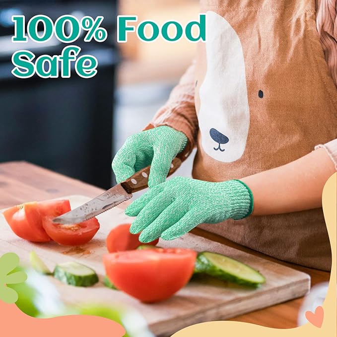 Evridwear Cut Resistant Gloves for Kids 7-9 Years, Level 5 Protection Cutting Gloves Food Grade for Cooking, Whittling, Wood Carving, Gardening and DIY