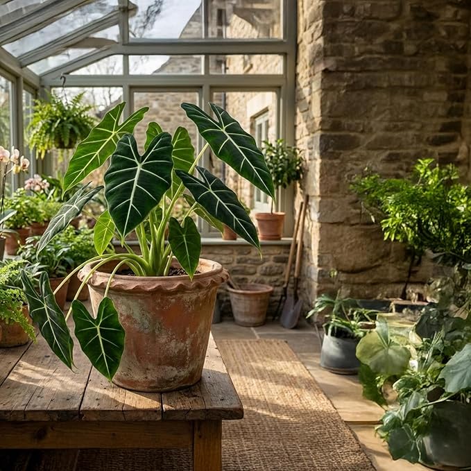 ragnaroc Alocasia Frydek ‘Velvet Elvis’ 2-4" (Alocasia micholitziana) 1ct – Live Plant for Indoor Outdoor Use, Garden & Landscaping – Live Arrival Guaranteed
